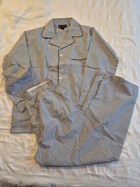Pleetway men's Medium Vintage classic gingham Deadstock Pajama set New